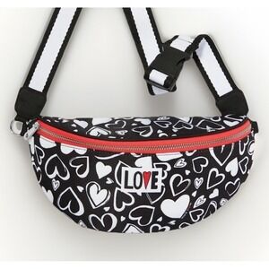 Brighton Endless Love Belt Bag Fanny Pack Black White Heart Print D30283